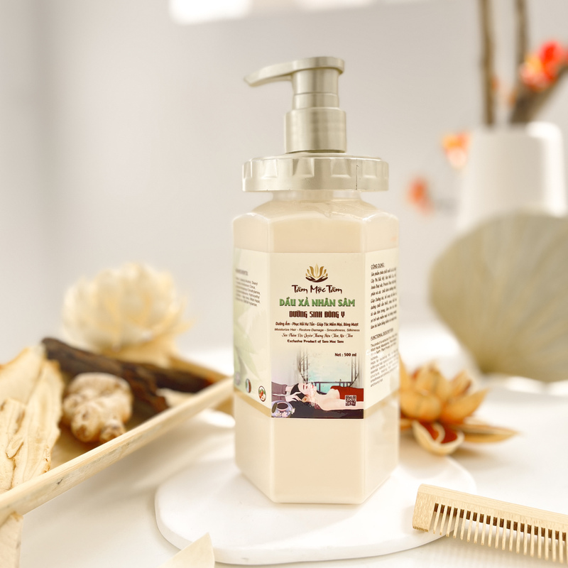 dau-xa-nhan-sam-1 DẦU XẢ NHÂN SÂM DƯỠNG SINH ĐÔNG Y TÂM MỘC TÂM – 500ML